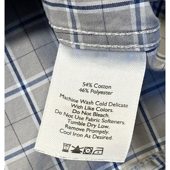 Eddie Bauer Men TXL Shirt Short Sleeve Gray Plaid Print Button Down Stretch - Picture 11 of 11